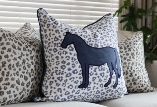 Ballina Stables Light Blue Leopard Print Scatter Cushion - Image 2