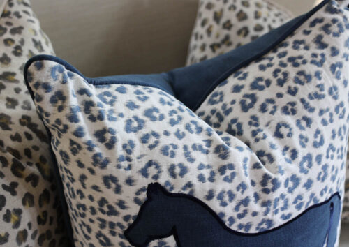 Ballina Stables Light Blue Leopard Print Scatter Cushion - Image 3