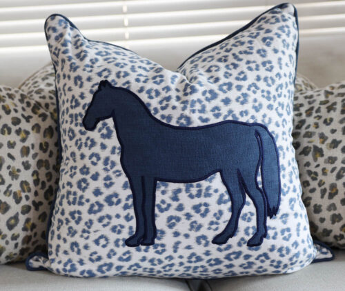 Ballina Stables Light Blue Leopard Print Scatter Cushion