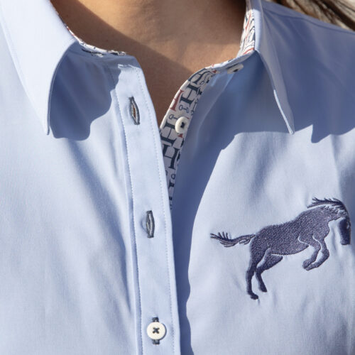 HAB Equestrian Bamboo Icon Shirt Blue - Image 2
