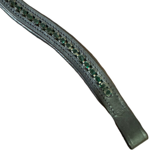 Unicorn Tack Diamante Browband Emerald Green Black - Image 2